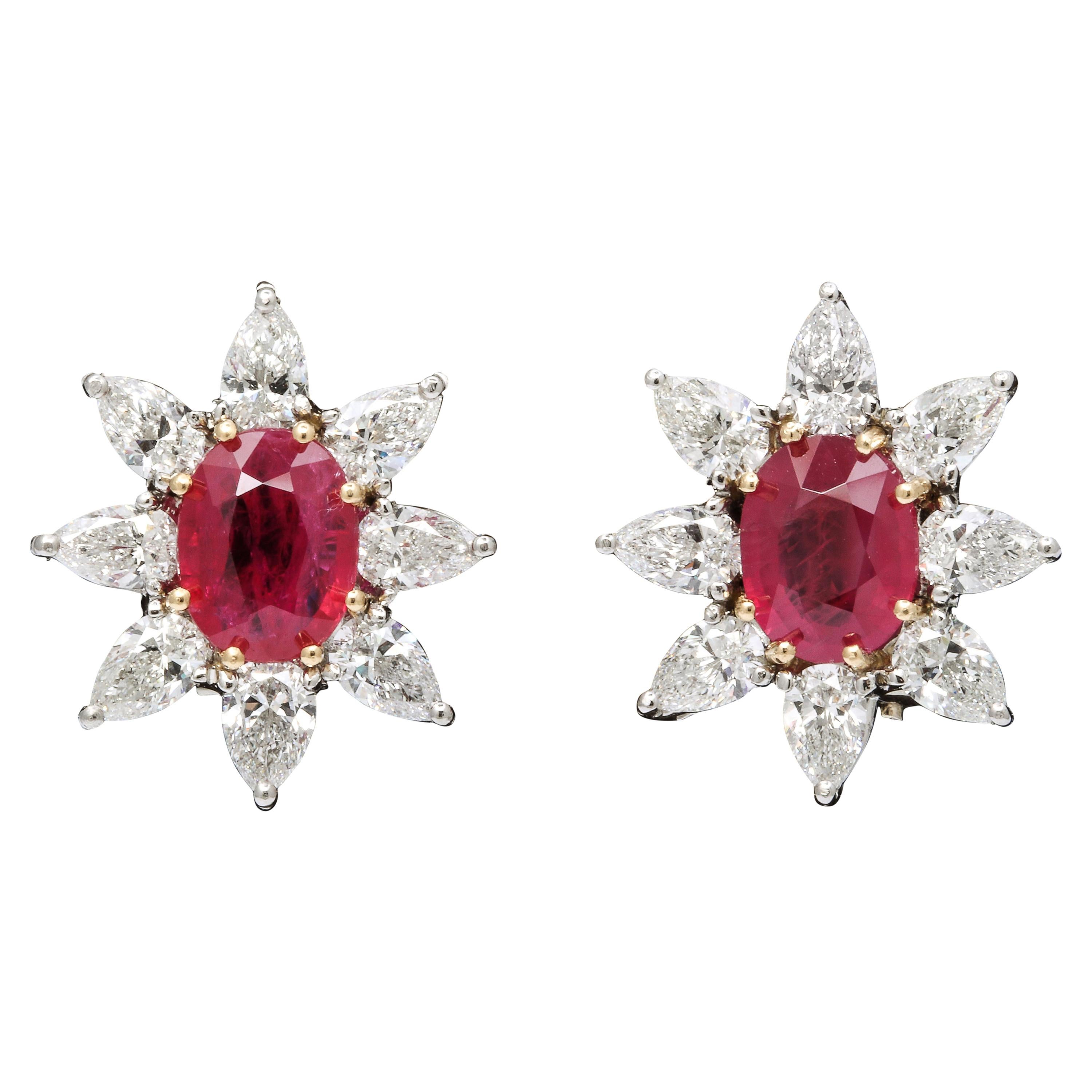 Ruby and Diamond Earrings For Sale