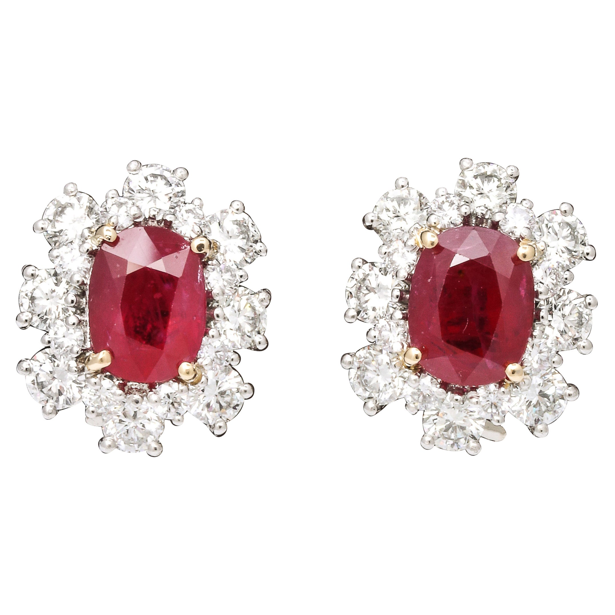 Boucles d'oreilles rubis et diamants