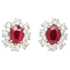 Boucles d'oreilles rubis et diamants