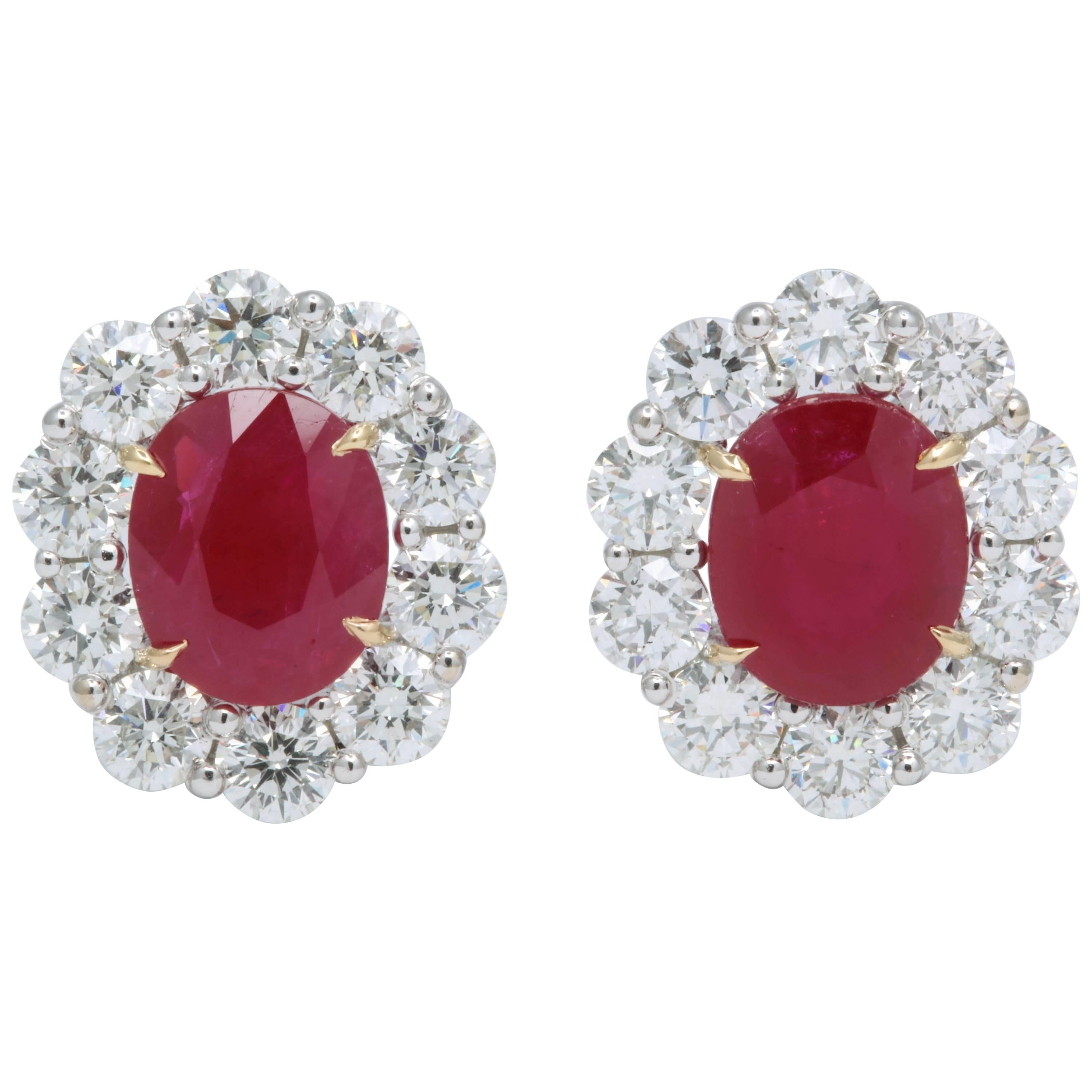 Boucles d'oreilles rubis et diamants