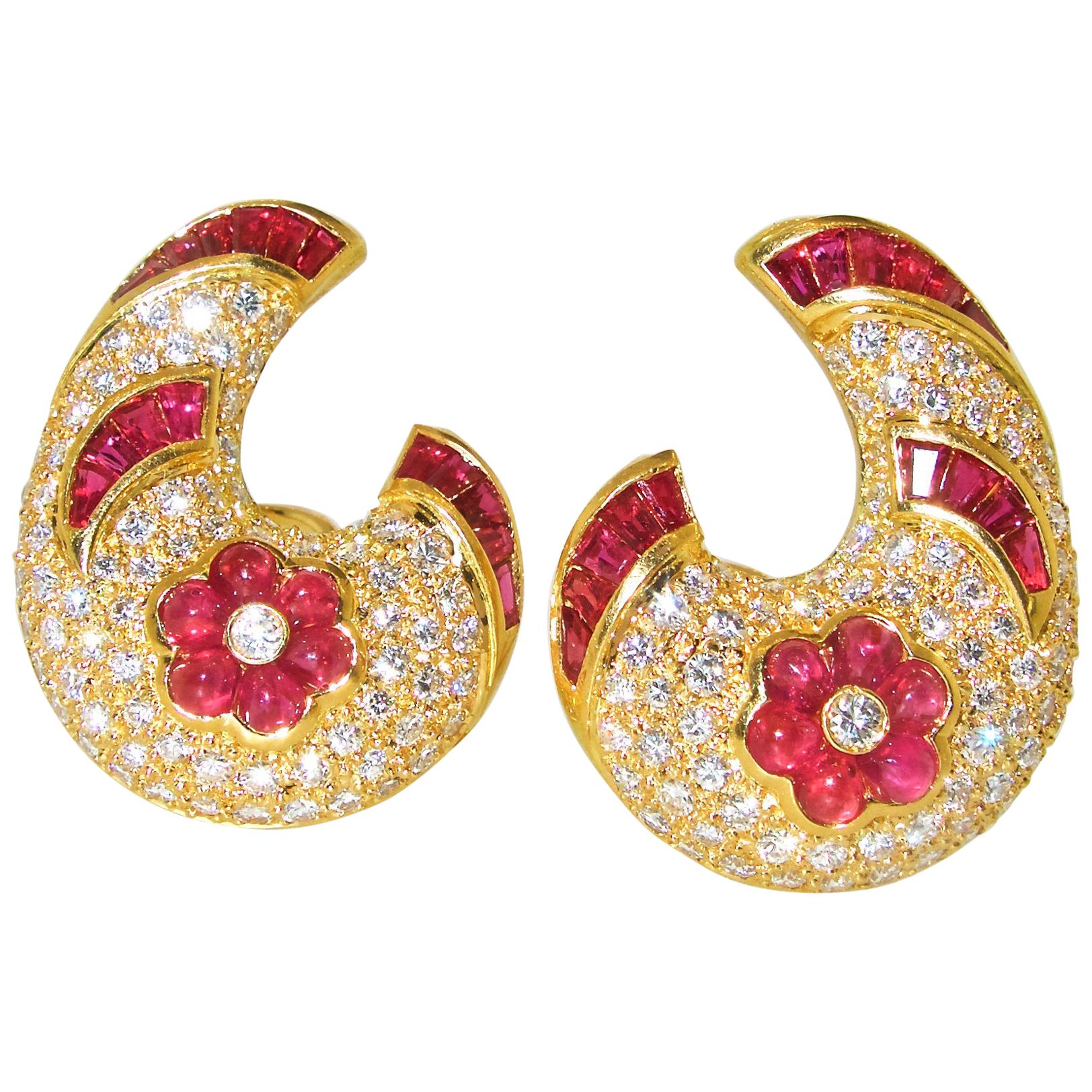 Ruby and Diamond Earrings