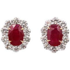 Boucles d'oreilles rubis et diamants