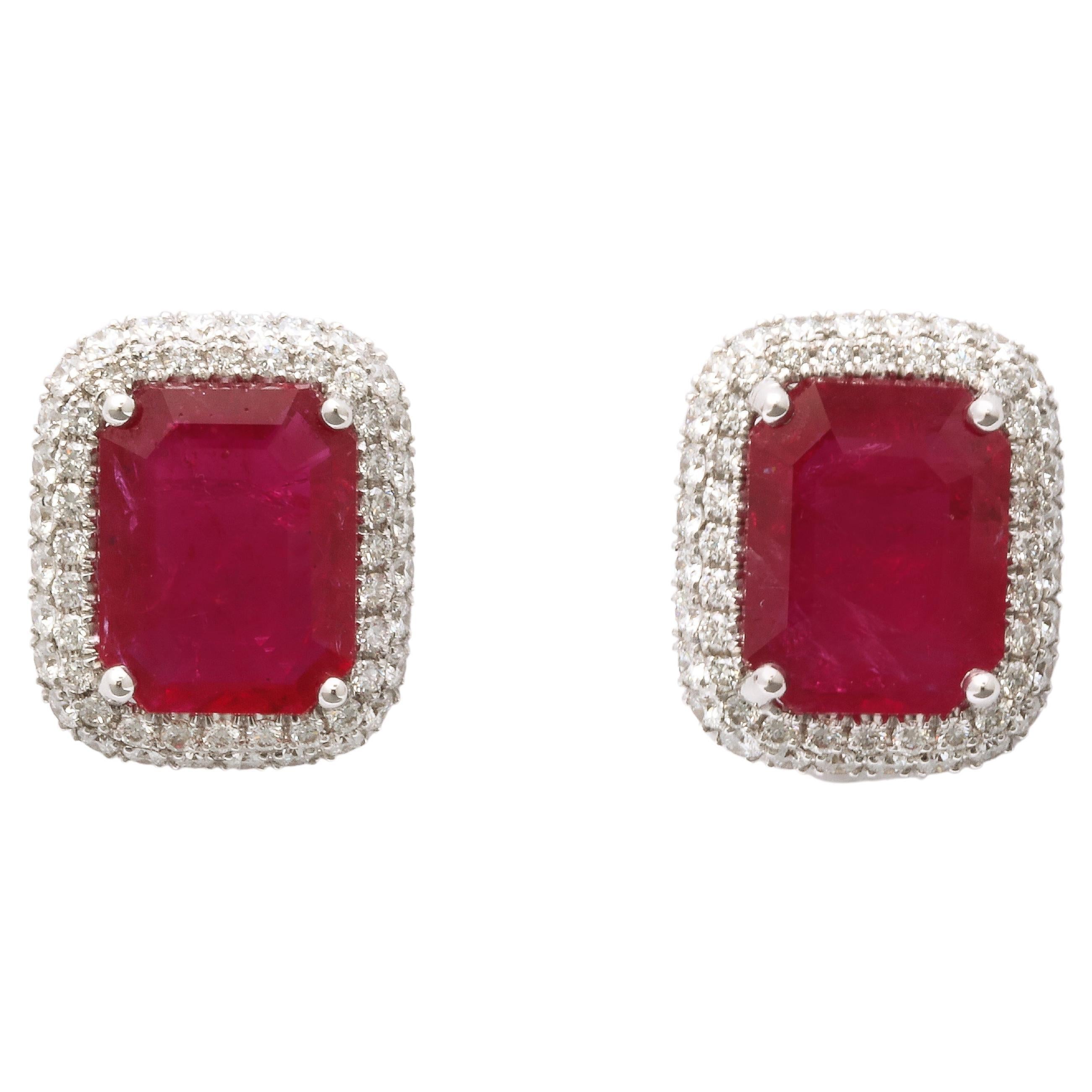 Boucles d'oreilles rubis et diamants