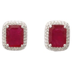 Boucles d'oreilles rubis et diamants