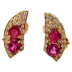 Vintage Ruby and Diamond Earrings 