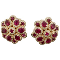 Ruby and Diamond Earrings in 18 Karat Rose Gold 5.25 Carat in Ruby