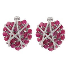 Ruby and Diamond Earrings in 18k Gold