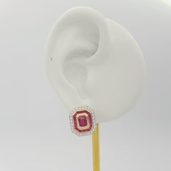 Ruby and Diamond Earrings set in 18K Gold Settings