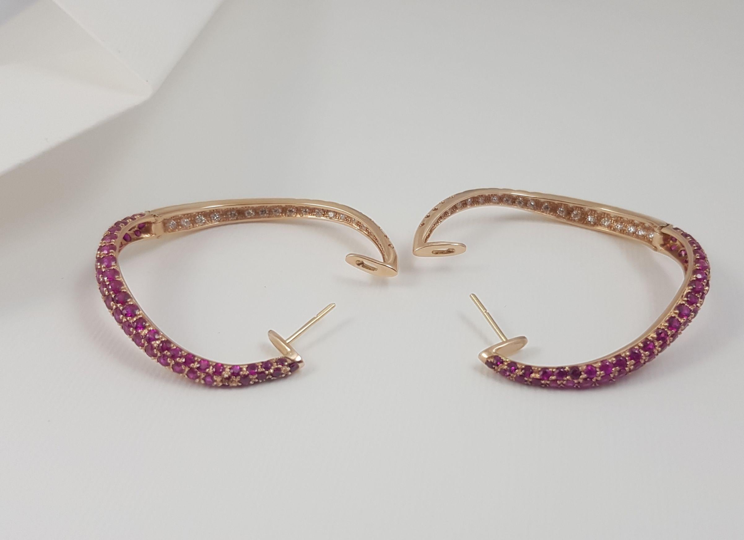 Boucles d'oreilles rubis et diamants en or rose 18 carats  en vente 2
