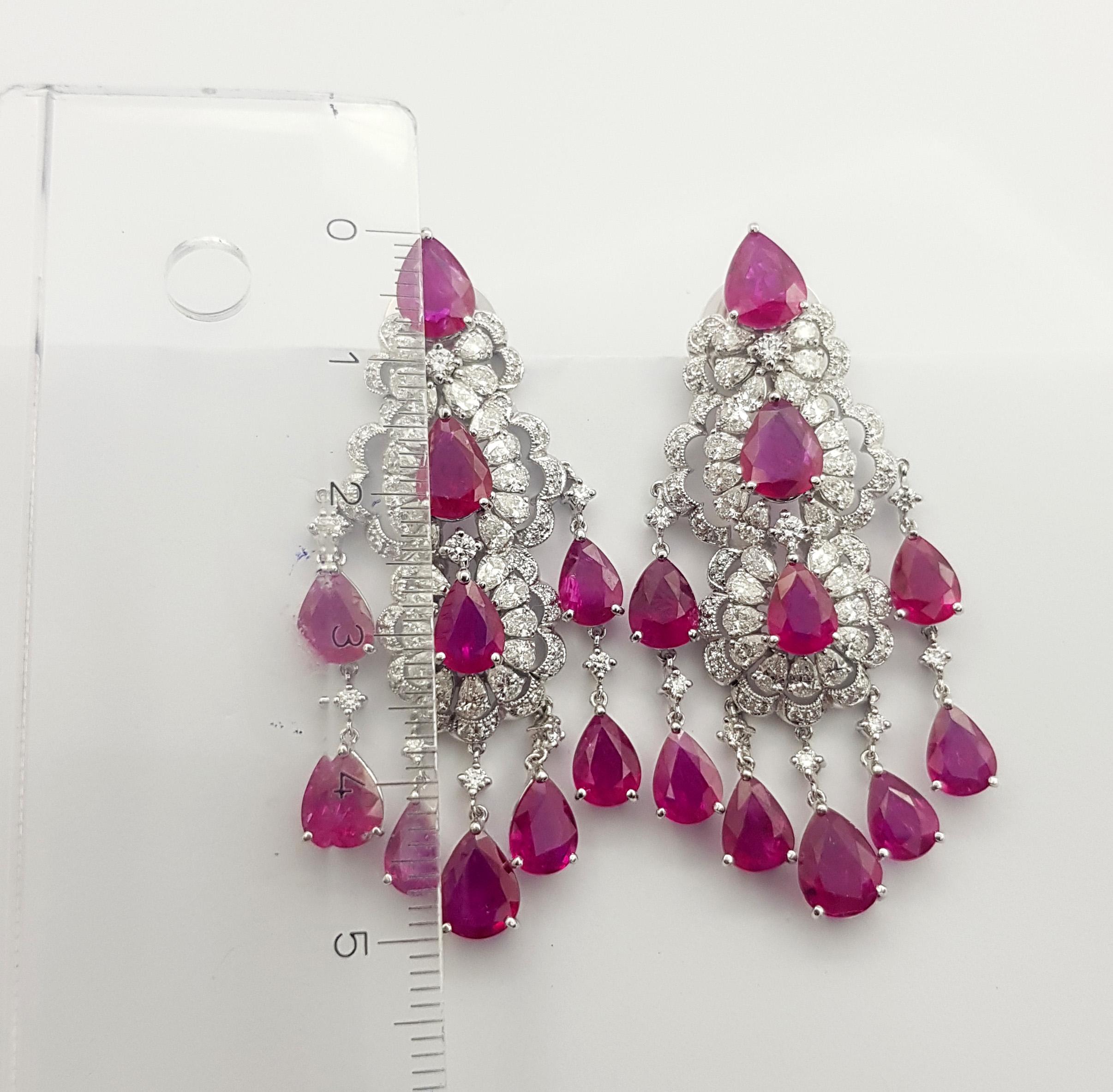 Ruby and Diamond Earrings set in 18K White Gold Setting For Sale 4