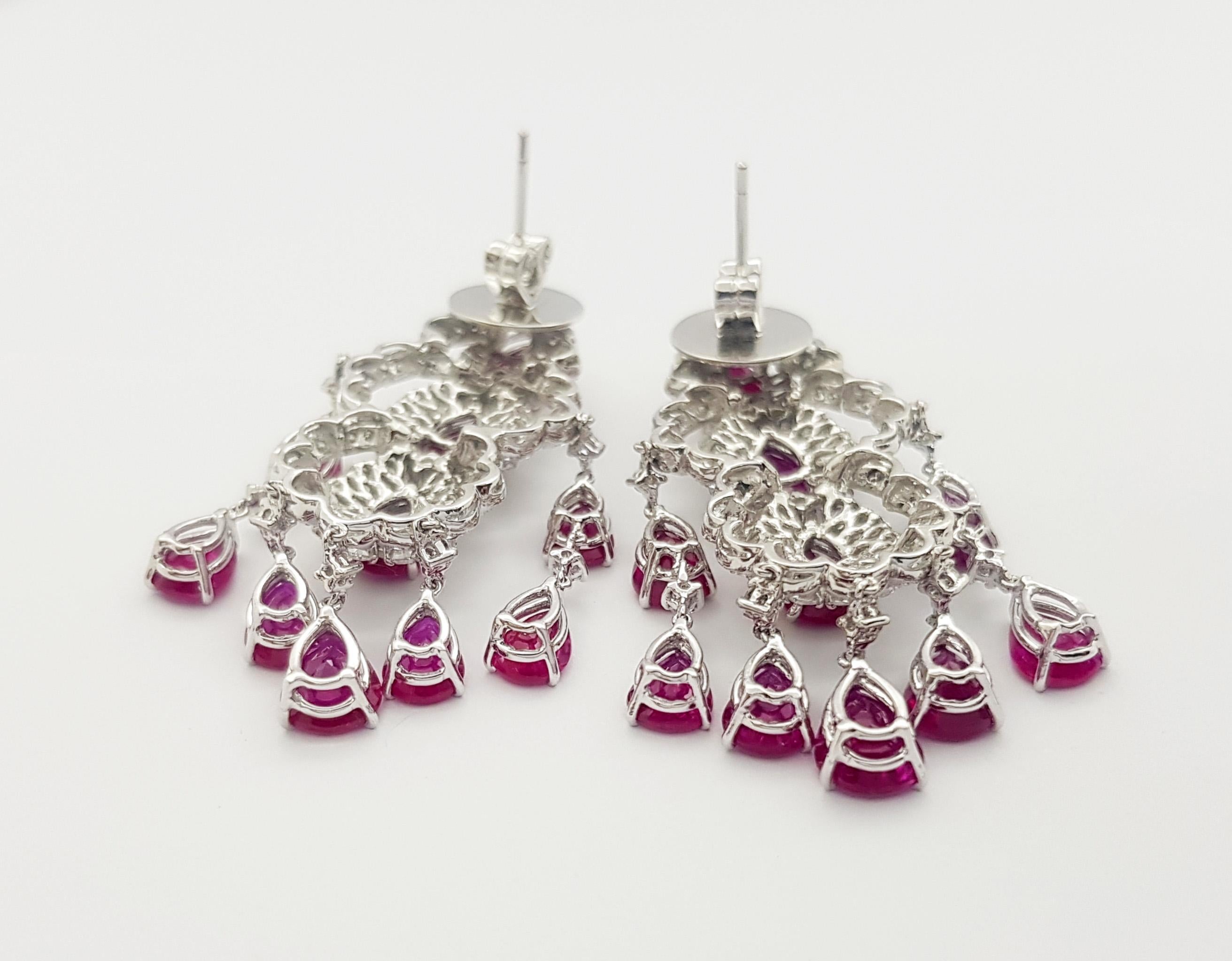Ruby and Diamond Earrings set in 18K White Gold Setting For Sale 3