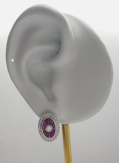 Ruby and Diamond Earrings set in 18K White Gold Settings