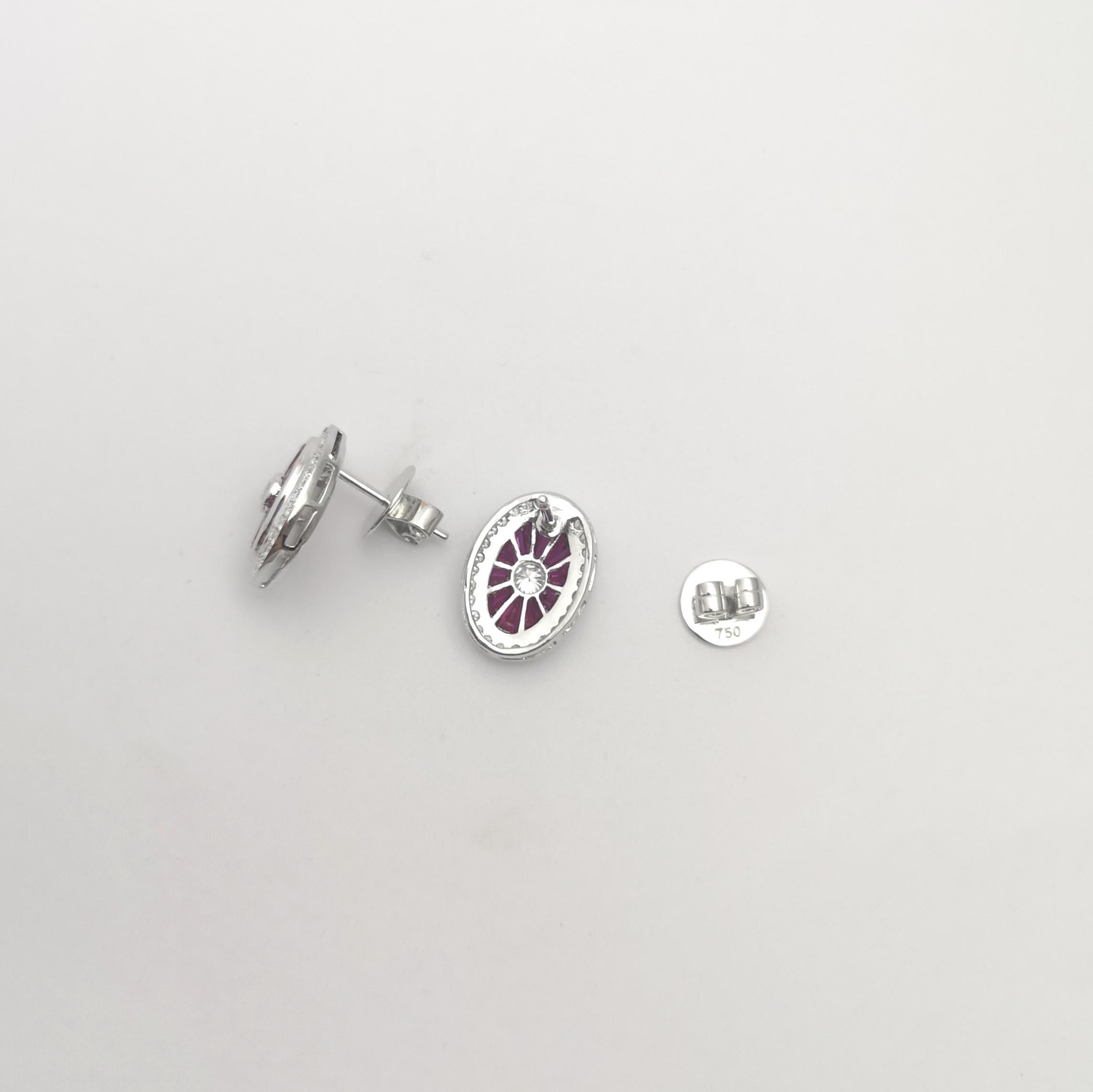 Ruby and Diamond Earrings set in 18K White Gold Settings For Sale 1