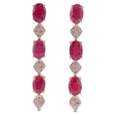 Ruby and Diamond Earrings Studded in 18 Karat Rose Gold