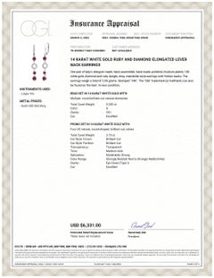 Round Burma Ruby and Circles of Pave Diamond Lever Back Gold Hoop Earrings