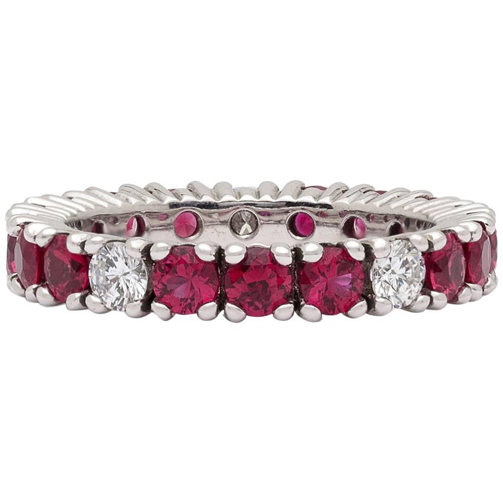 Ruby and Diamond Eternity Band by Gubelin