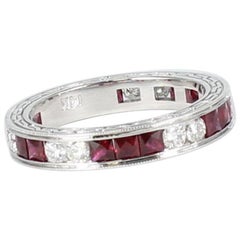 Ruby and Diamond Eternity Band in 14 Karat White Gold