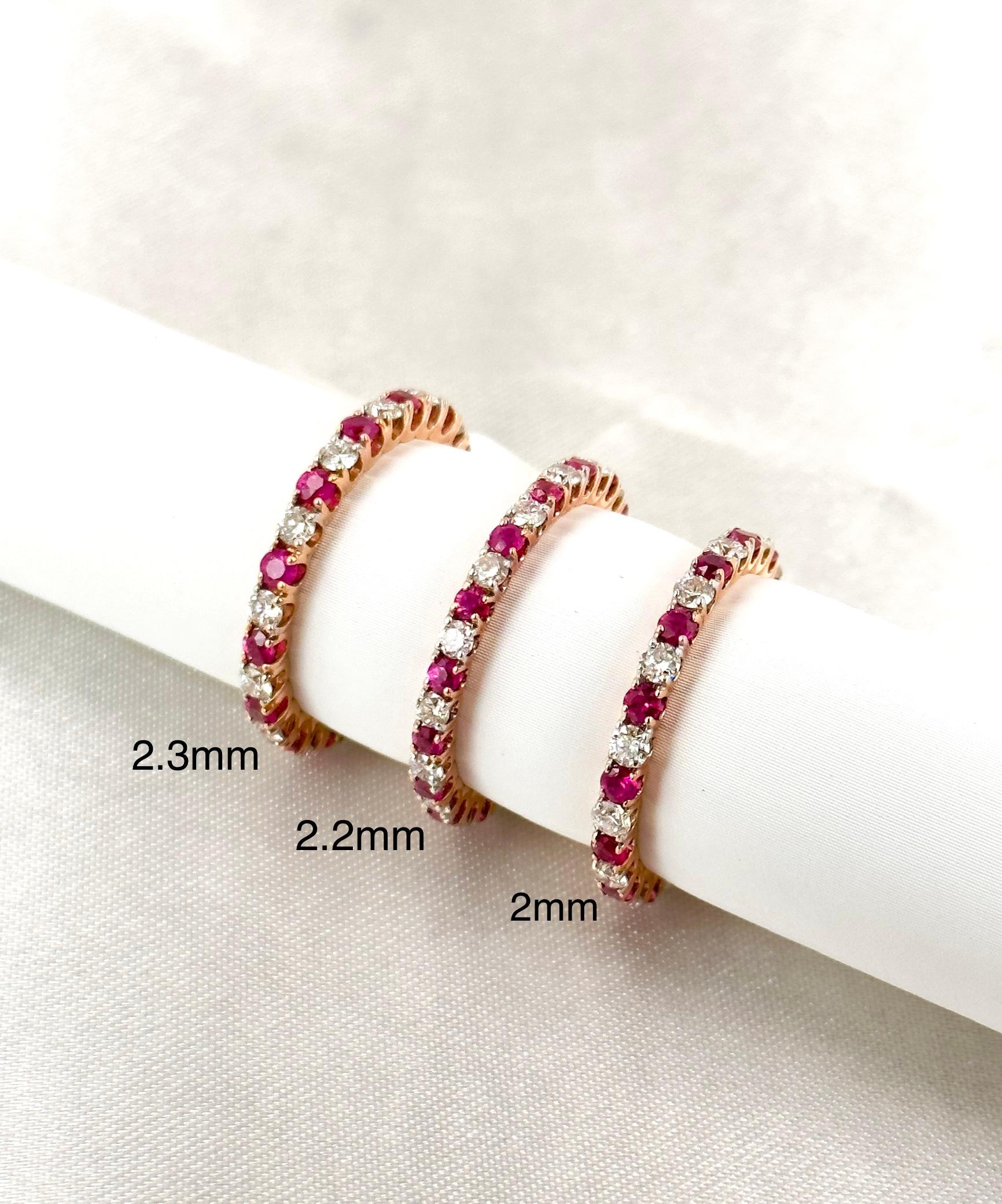 Ruby and Diamond Eternity Band Stacks, Gemstone Dainty Bands, Stackable Bands For Sale 5