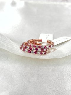 Ruby and Diamond Eternity Band Stacks, Gemstone Dainty Bands, Stackable Bands