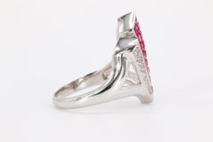 Ruby and Diamond Fashion Ring in 18K White Gold