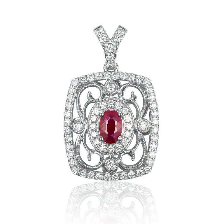 Ruby and Diamond Filligree Pendant For Sale at 1stDibs | big ruby pendant