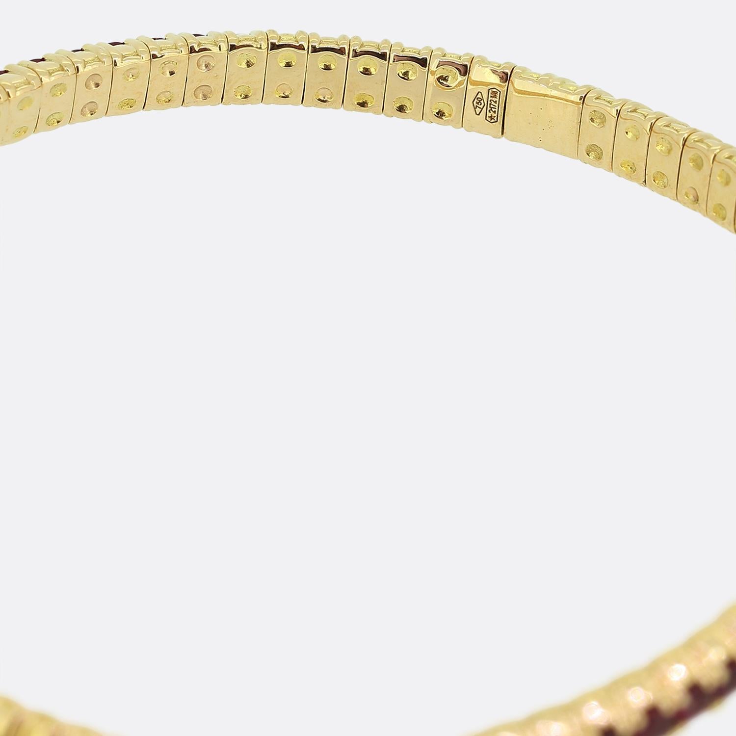 Flexibles Armband mit Rubin und Diamant (Brillantschliff) im Angebot