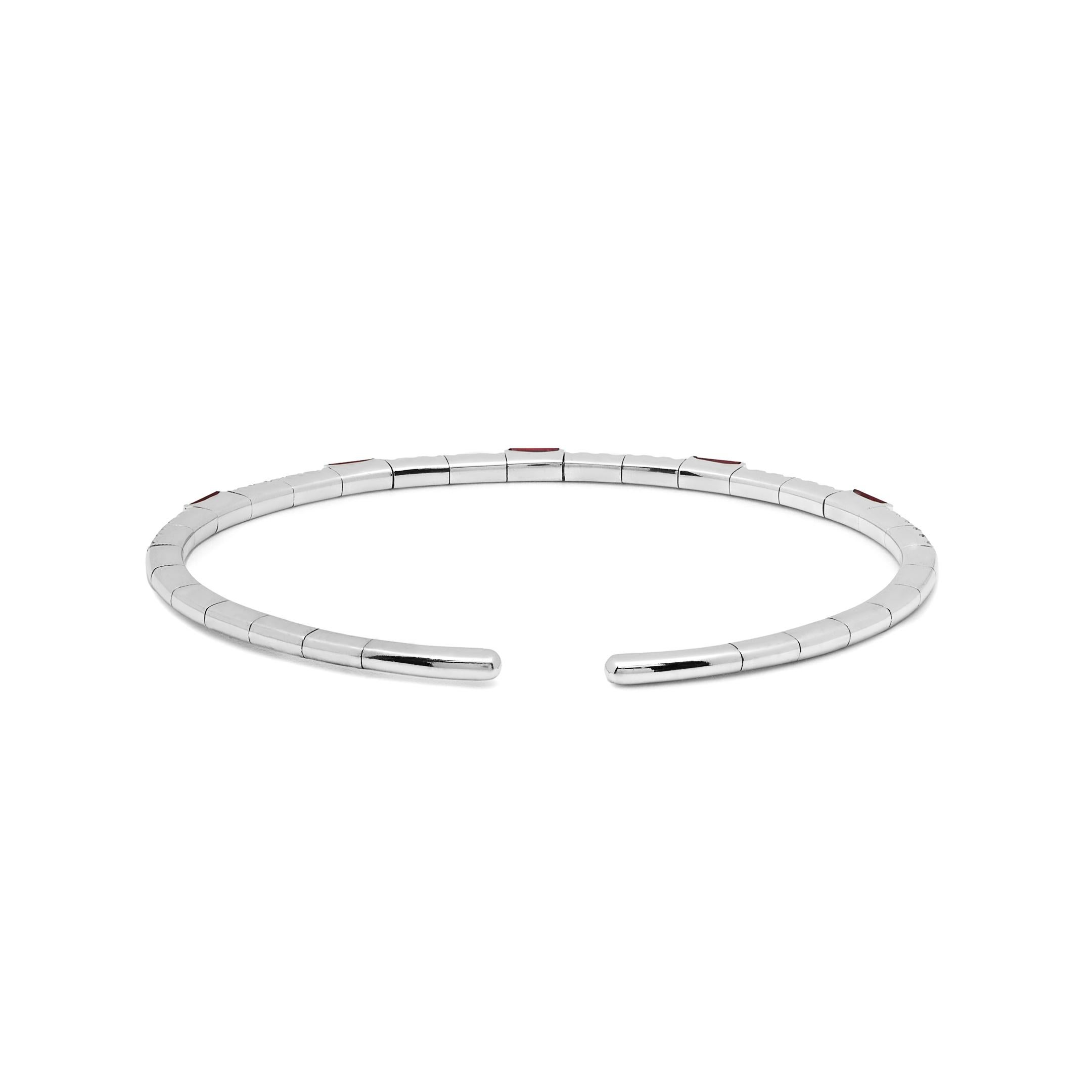 Ruby and Diamond Flexible Cuff Bracelet In New Condition For Sale In New York, NY