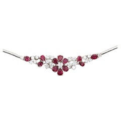 Ruby and Diamond Floral Necklace in 18K White Gold, 1970s