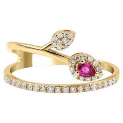 Ruby And Diamond Flower 0.33ct Ring