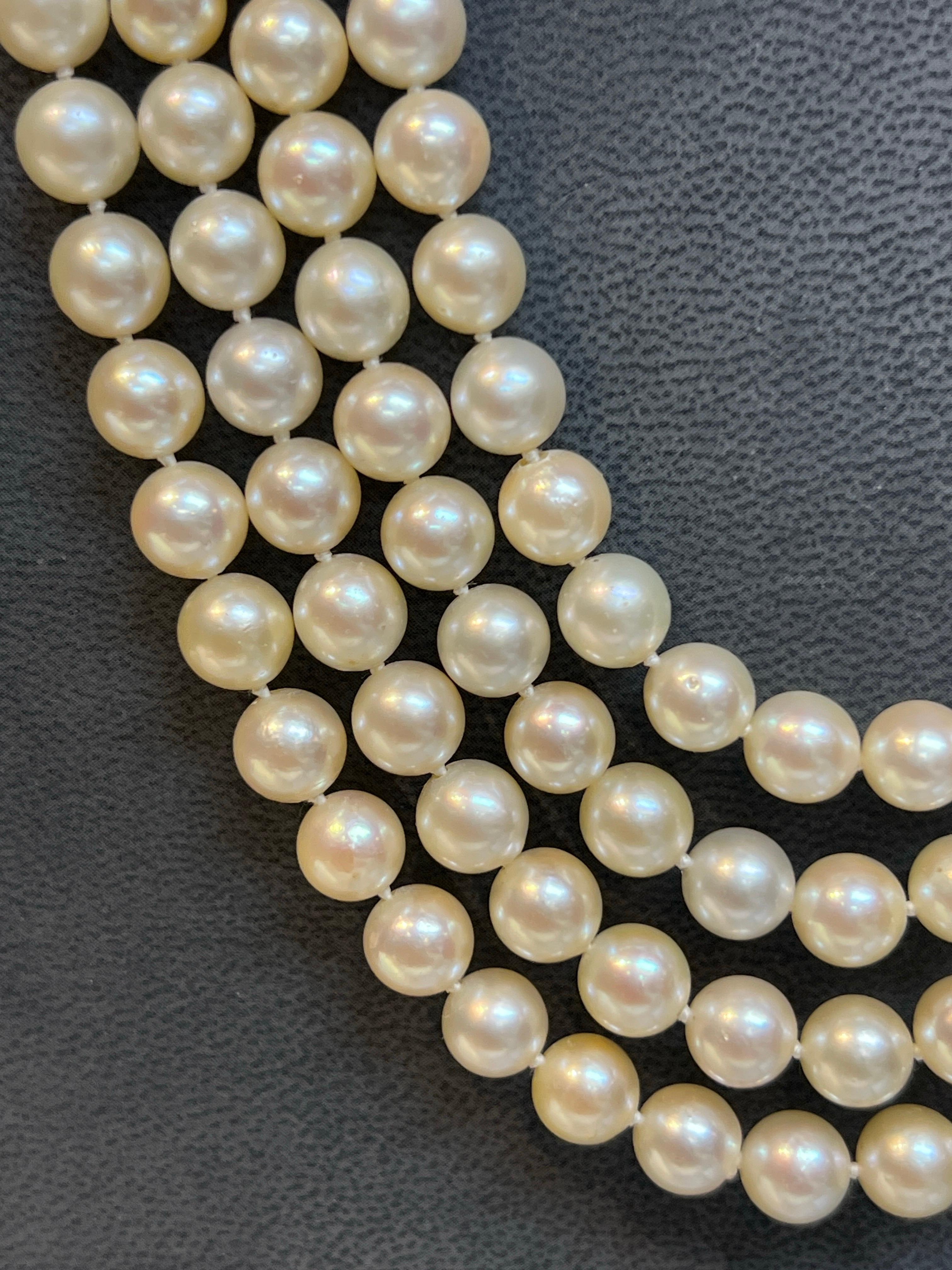 Collana di perle a quattro fili con rubini e diamanti in vendita 1