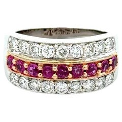 Bague de cocktail vintage avec rubis et diamants Estate Fine Jewelry