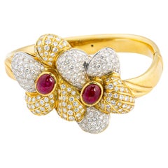 Gold-Armreif mit Rubin und Diamant
