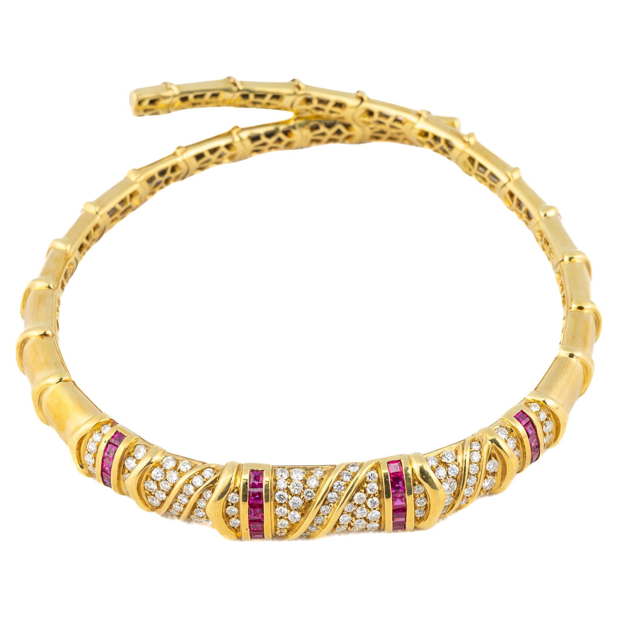 Ruby and Diamond Gold Choker Necklace