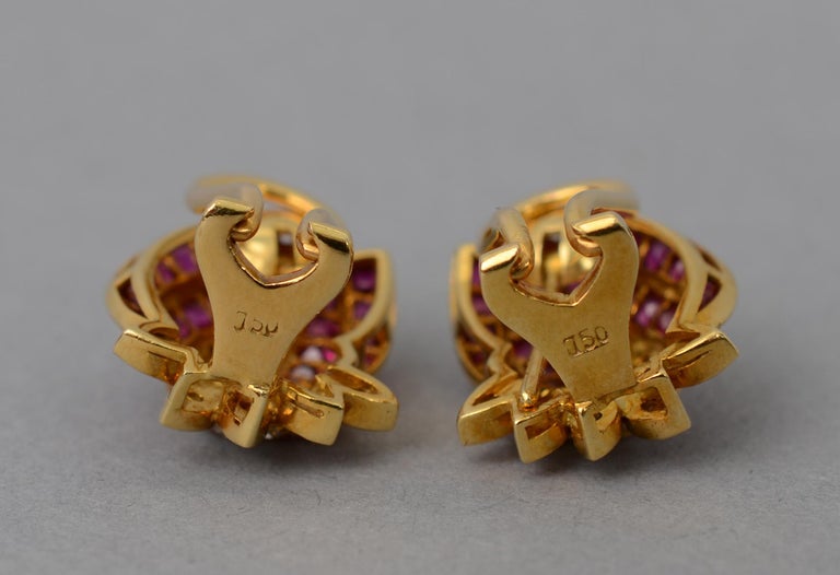 Ruby and Diamond Gold Earrings at 1stDibs
