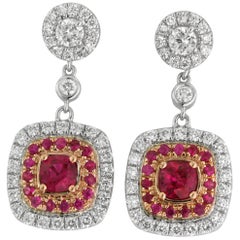 Ruby and Diamond Gold Earrings