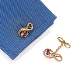 Ruby and Diamond Gold Infinity Cufflinks