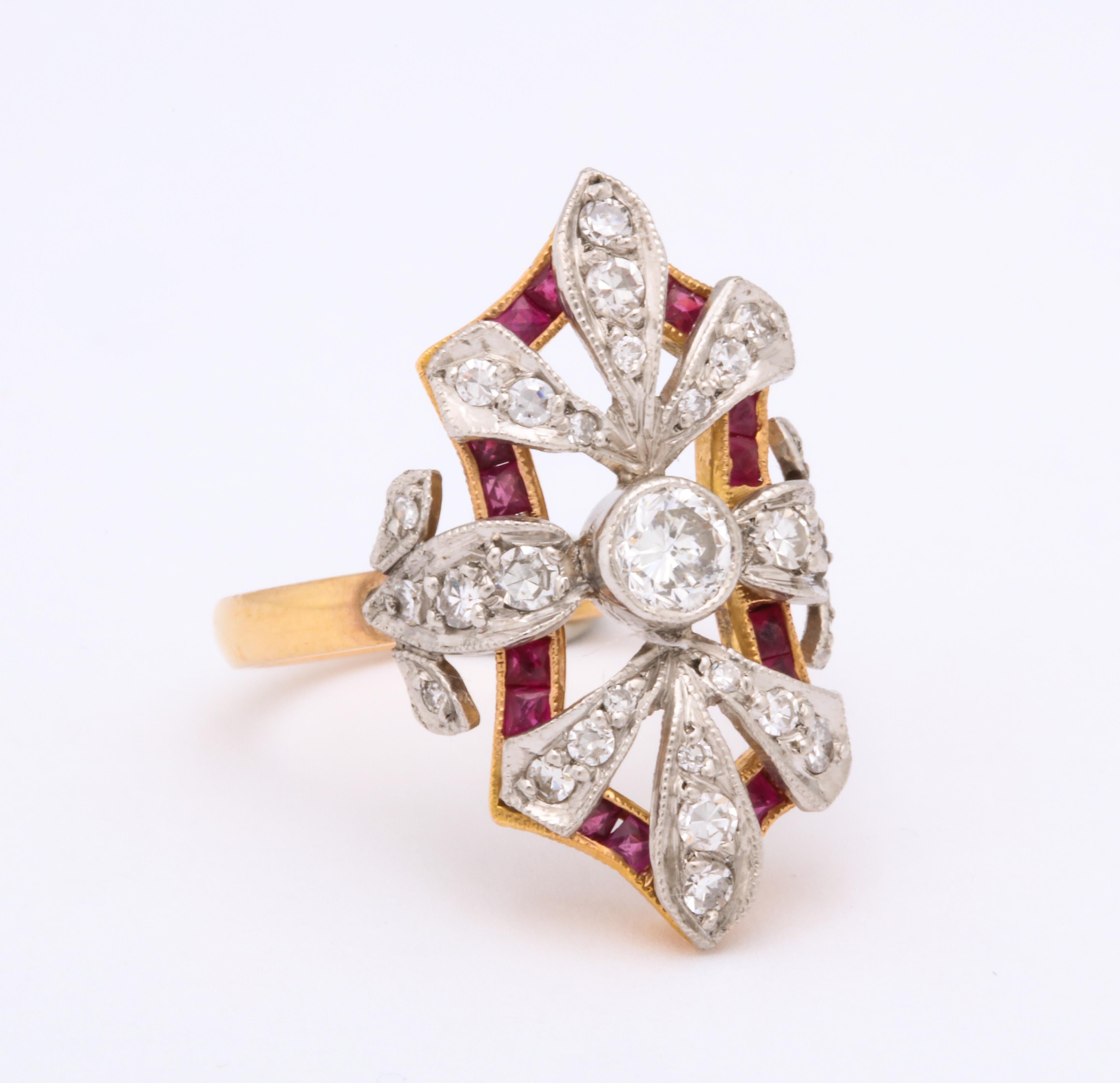Edwardian Ruby and Diamond Gold Ring