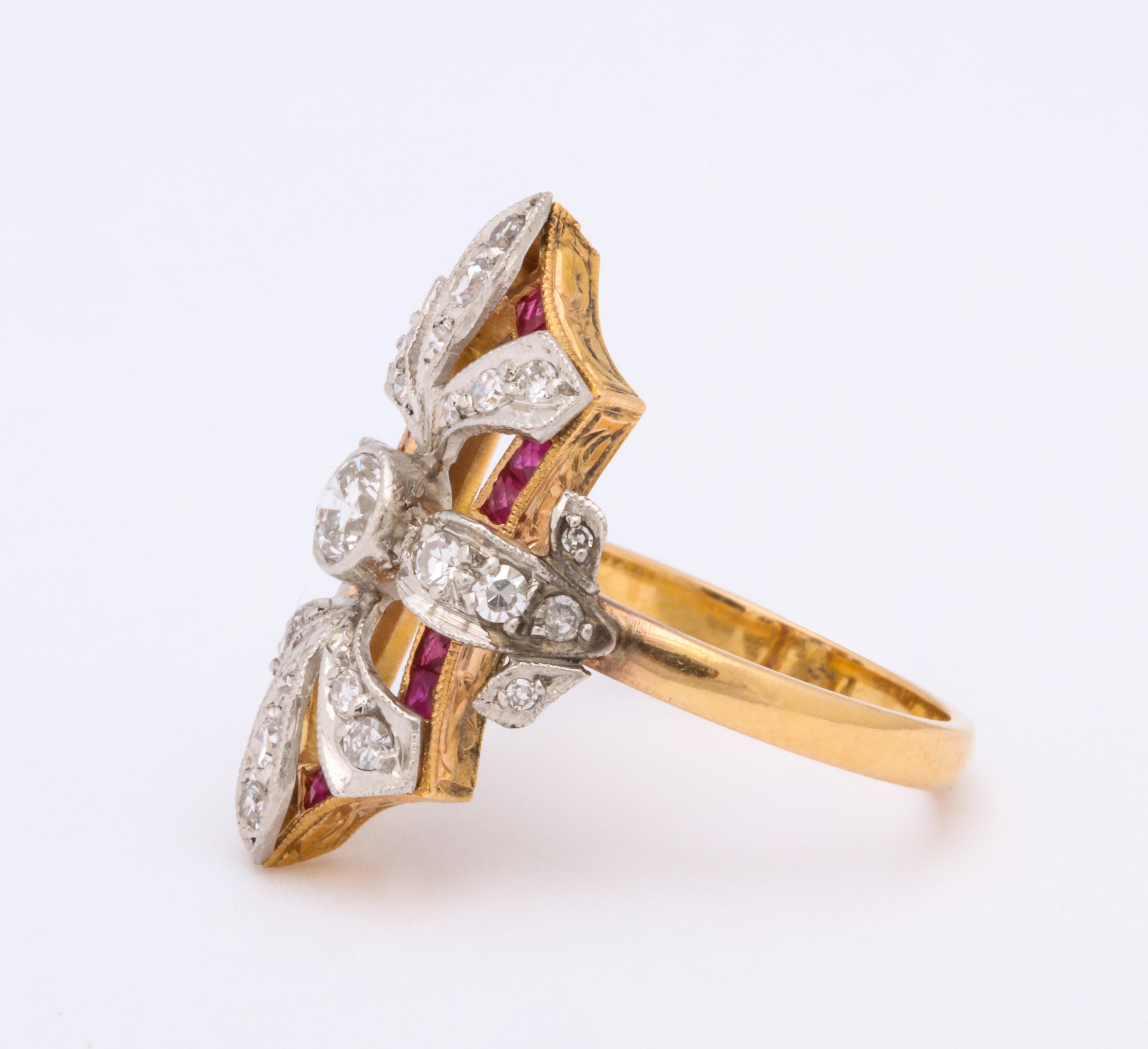 Ruby and Diamond Gold Ring In Good Condition In New York, NY