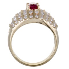 Ruby and Diamond Gold Wide Band Ring
