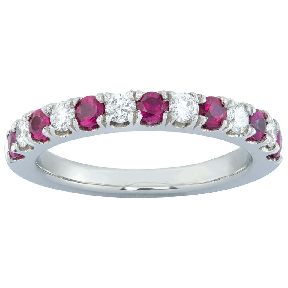 Half Ring Vintage Diamond and Platinum Half Eternity Ring For Sale at 1stDibs