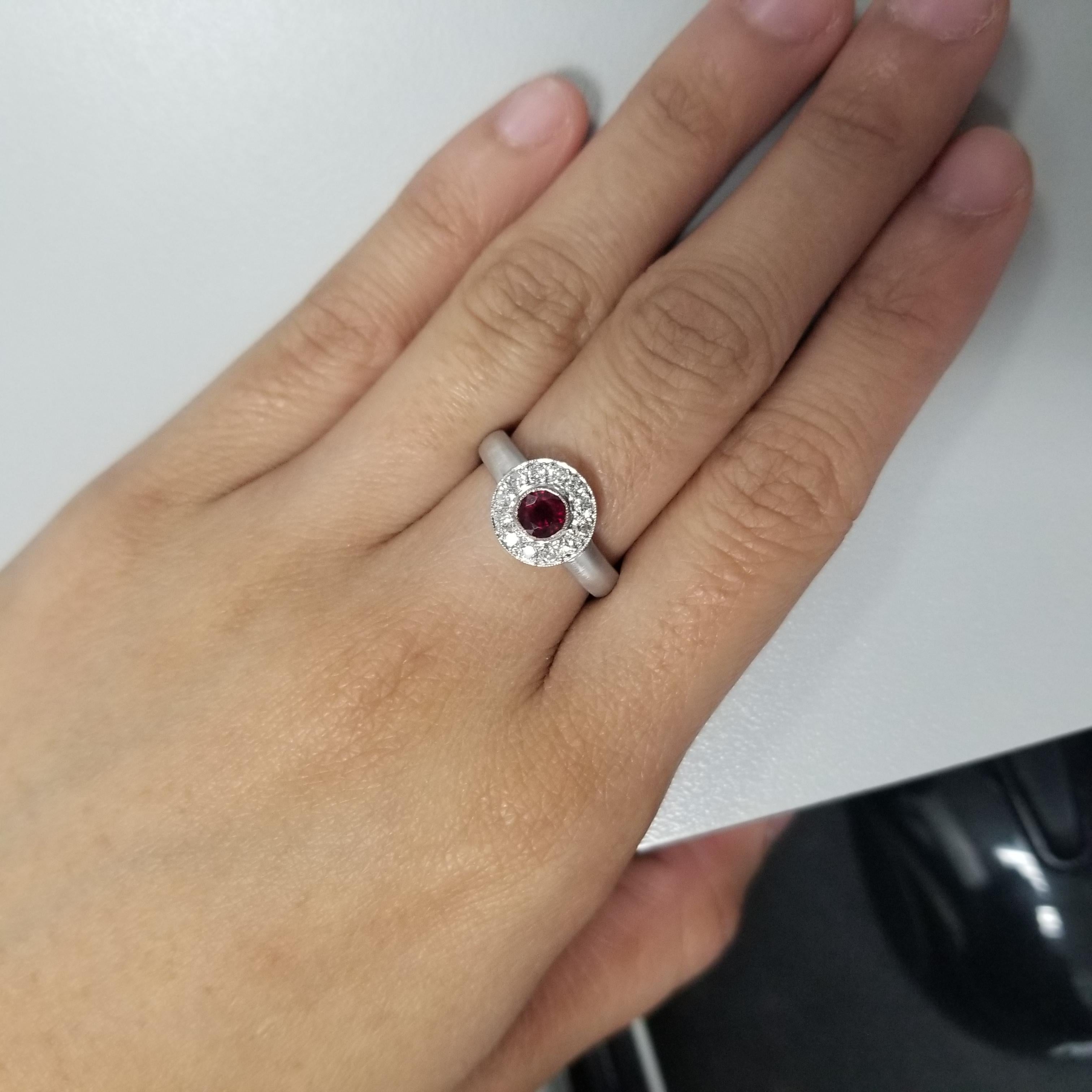 Ruby and Diamond Halo Ring For Sale 1