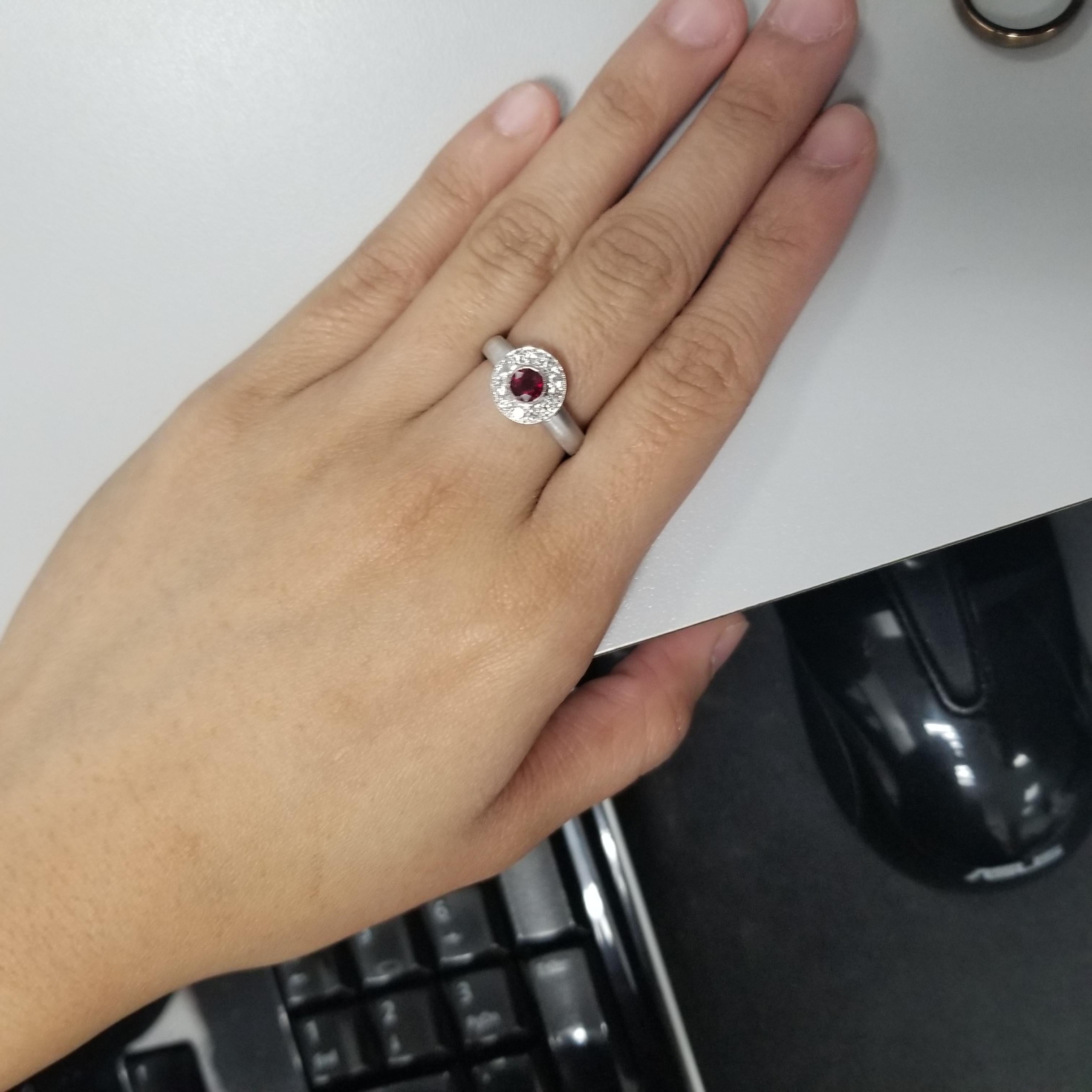 Ruby and Diamond Halo Ring For Sale 2