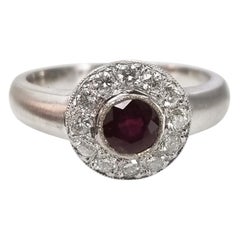 Ruby and Diamond Halo Ring
