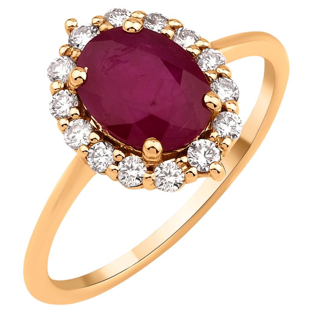 Ruby And Diamond Halo Ring