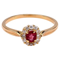 Vintage Ruby and Diamond Halo Ring