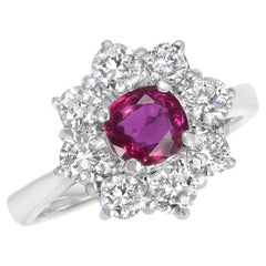 Ruby and Diamond Halo Ring in Platinum
