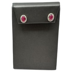 Orecchini a cerchio con rubino e diamante in oro giallo 10kt - Design/One, 1,53g