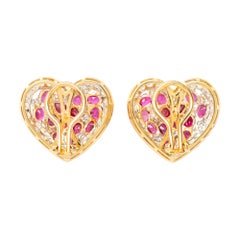 Ruby and Diamond Heart Earrings