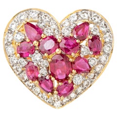 Ruby and Diamond Heart Ring