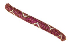 Ruby and Diamond Lattice Bracelet in 18K Yellow Gold